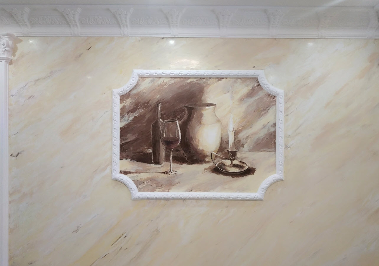 Benátský štuk - detail struktury a vysokého lesku